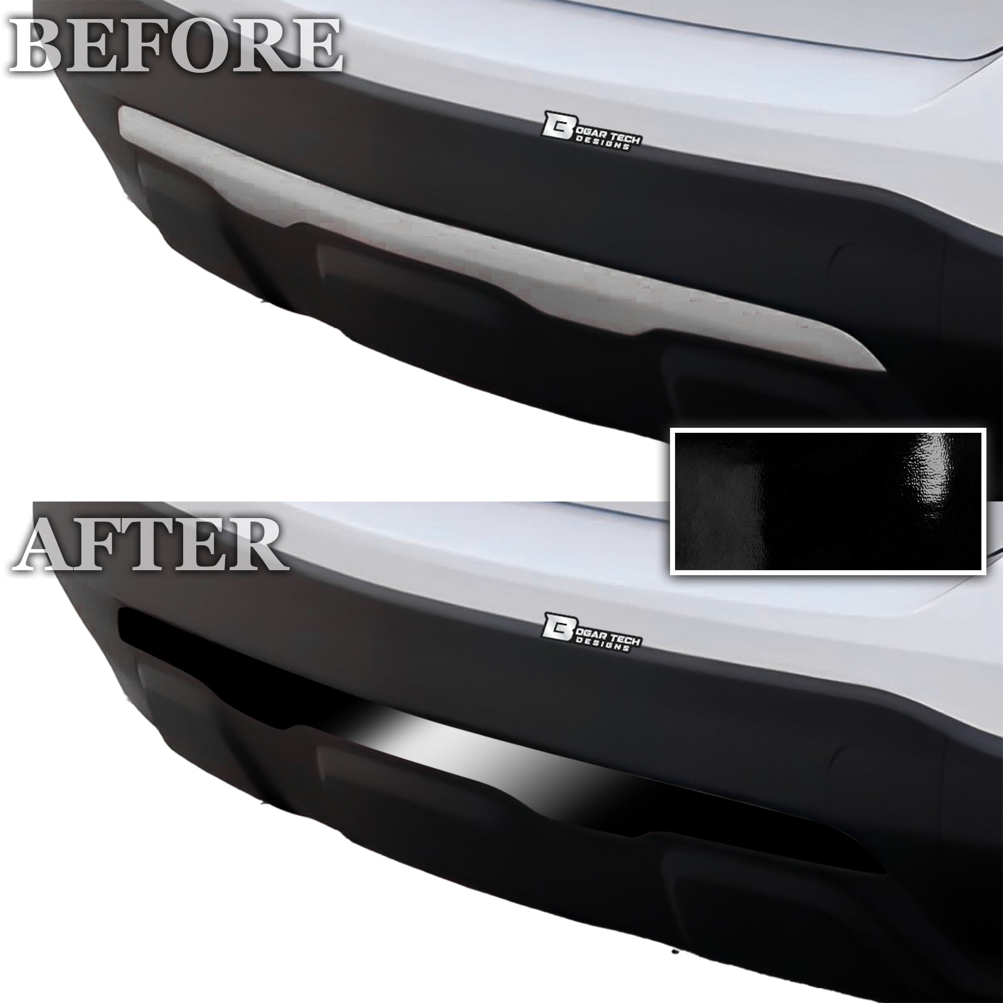 Vinyl Chrome Delete Sides Front Rear Bumper Trim Blackout Decal Stickers Overlay Film Fits Chevy Equinox 2018 - 2024 - Bogar Tech Designs