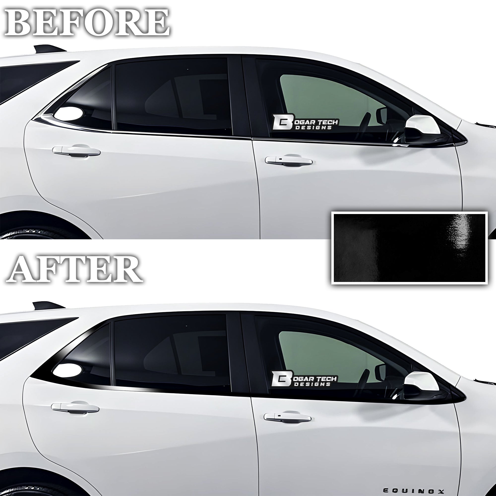 Vinyl Chrome Delete Sides Front Rear Bumper Trim Blackout Decal Stickers Overlay Film Fits Chevy Equinox 2018 - 2024 - Bogar Tech Designs