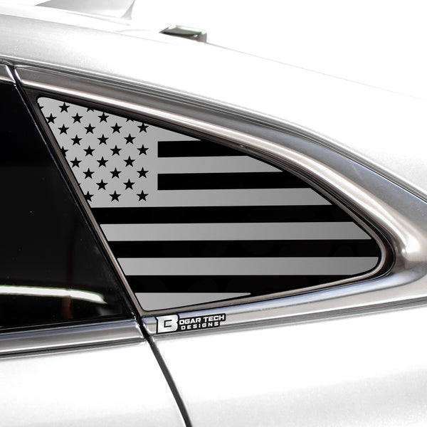 American Flag Quarter Window Decal for Chevy Malibu 2019-2025 – Precut Matte Black Vinyl
