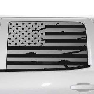 Buy distressed-black Window American Flag Vinyl Decal Stickers Fits Chevy Silverado & GMC Sierra 1500 2014-2018