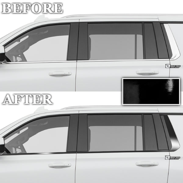 Window Vinyl Chrome Delete Trim Blackout Decal Stickers Cover Overlay Fits Chevrolet Tahoe & Suburban 2021 2022 2023 2024