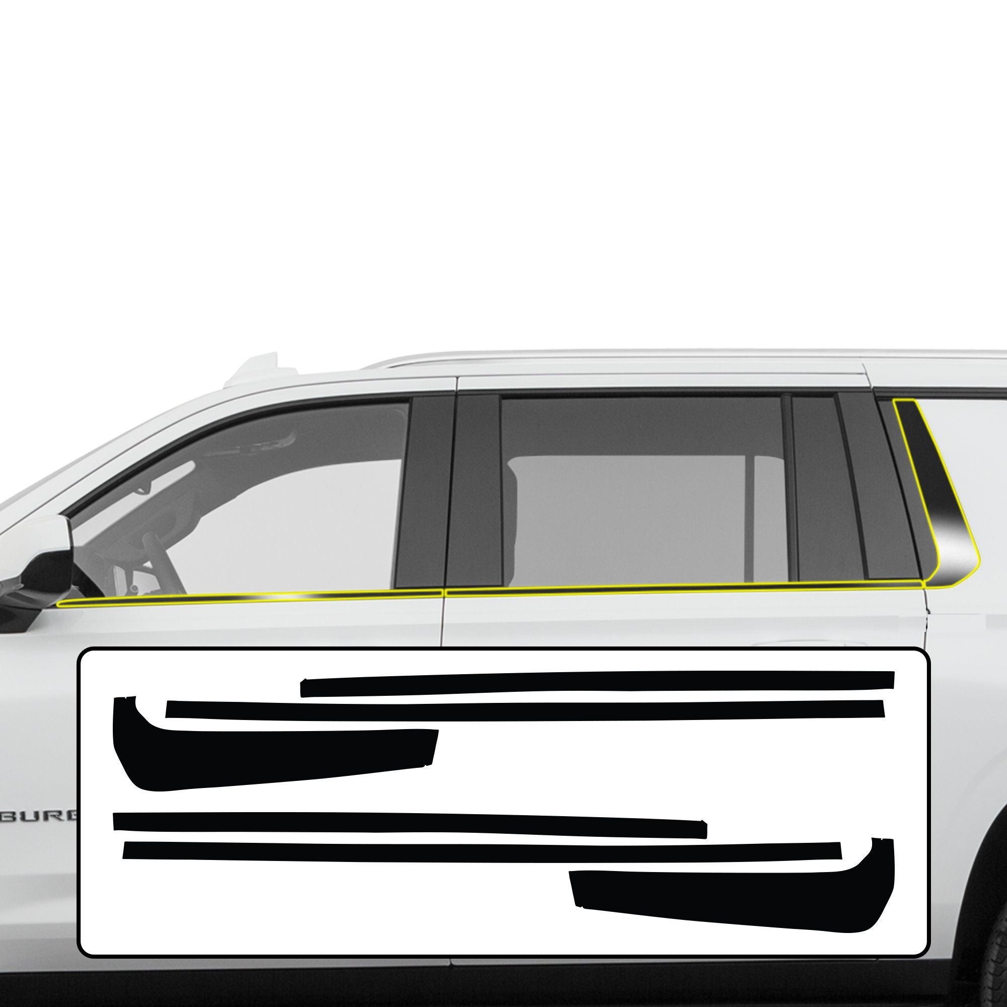 Vinyl Chrome Delete Trim Blackout Decal Stickers Overlay Film Fits Chevrolet Tahoe & Suburban 2021 2022 2023 2024 2025 - Bogar Tech Designs