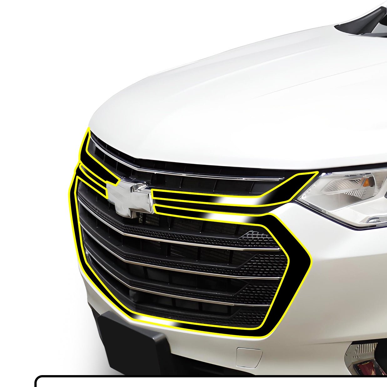 Vinyl Chrome Delete Sides Front Bumper Trim Blackout Decal Stickers Fits Chevy Traverse 2018 - 2023 - Bogar Tech Designs