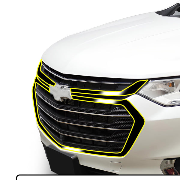 Vinyl Chrome Delete Sides Front Bumper Trim Blackout Decal Stickers Fits Chevy Traverse 2018-2023