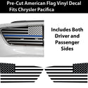 American Flag Quarter Window Decal for Chrysler Pacifica 2017-2026 – Precut Matte Black Vinyl