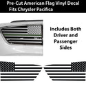 American Flag Quarter Window Decal for Chrysler Pacifica 2017-2026 – Precut Matte Black Vinyl