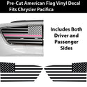 American Flag Quarter Window Decal for Chrysler Pacifica 2017-2026 – Precut Matte Black Vinyl