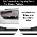 American Flag Quarter Window Decal for Chrysler Pacifica 2017-2026 – Precut Matte Black Vinyl