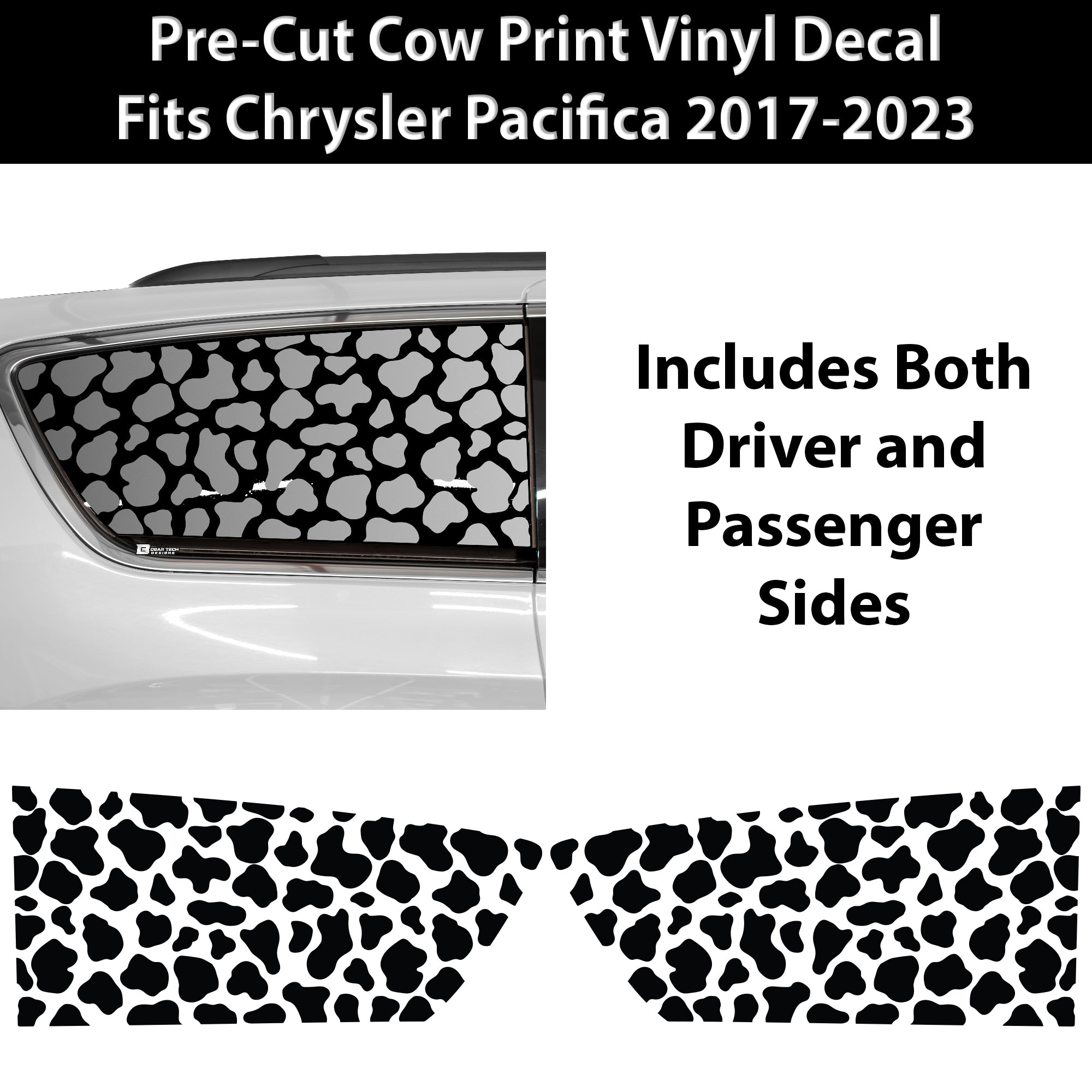 Animal Leopard Cheetah Cow Window Vinyl Decal Stickers Fits Chrysler Pacifica 2017-2026, Voyager 2020-2025