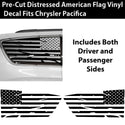 American Flag Quarter Window Decal for Chrysler Pacifica 2017-2026 – Precut Matte Black Vinyl