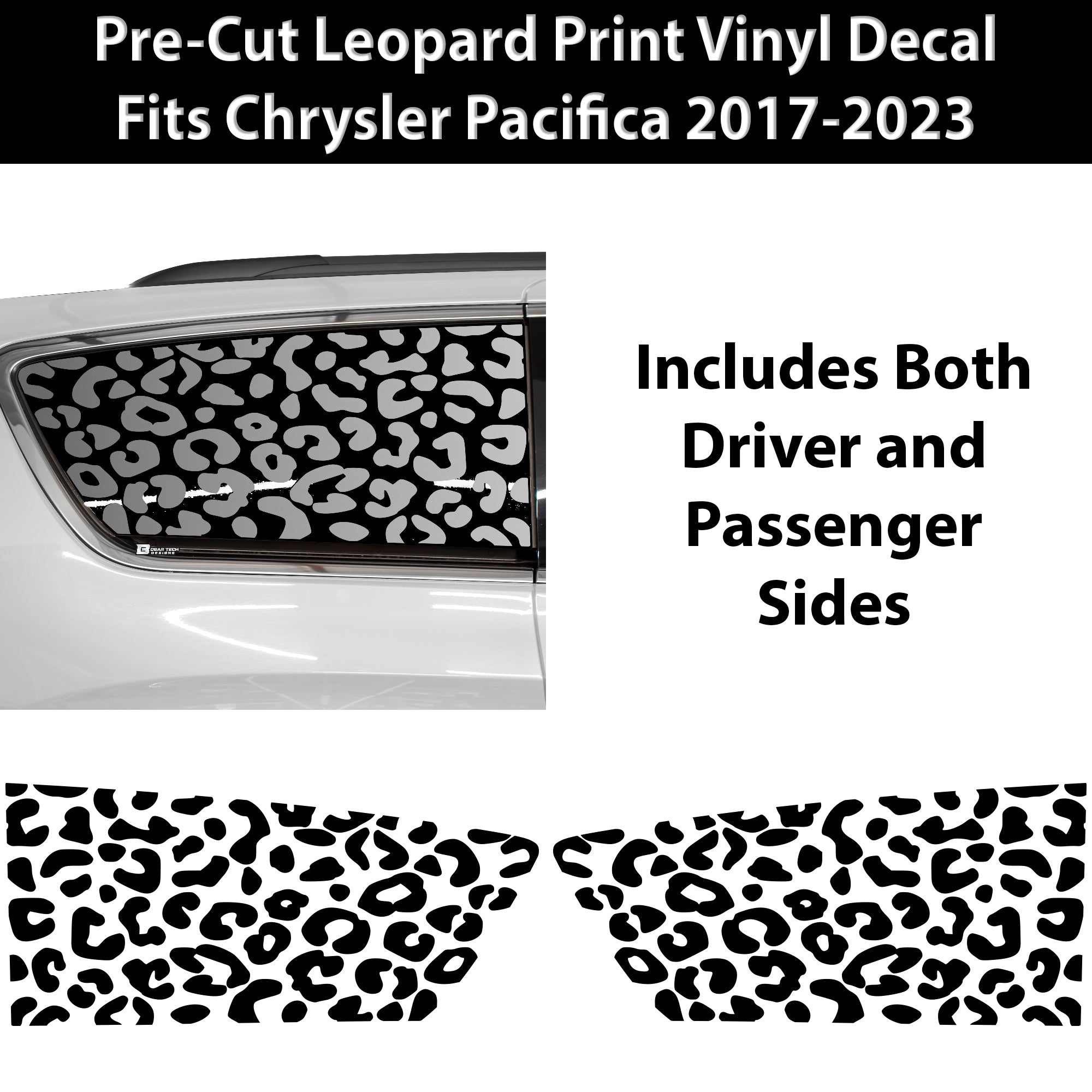 Animal Leopard Cheetah Cow Window Vinyl Decal Stickers Fits Chrysler Pacifica 2017-2026, Voyager 2020-2025