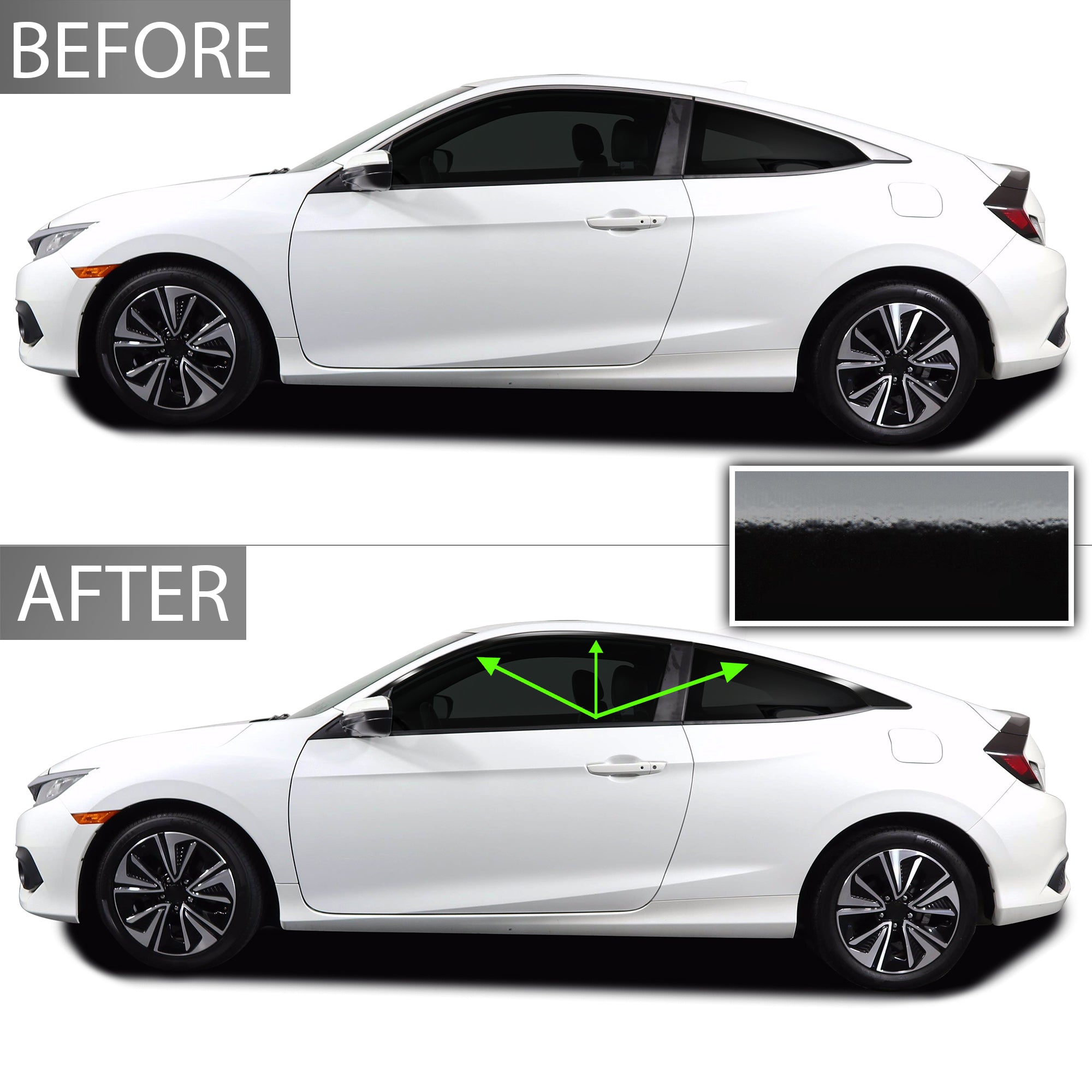 Vinyl Chrome Delete Grille Side Wheel Window Blackout Decal Stickers Overlay Film Fits Honda Civic 2016 - 2021 - Bogar Tech Designs