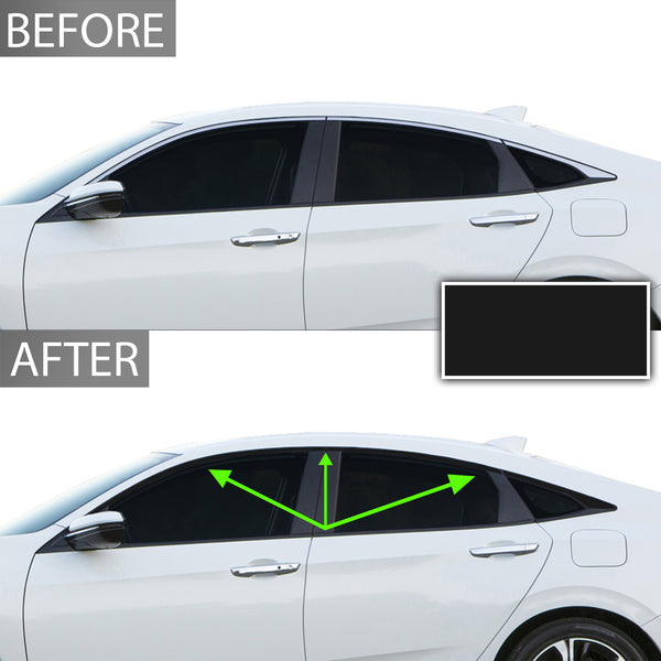 Vinyl Chrome Delete Grille Side Wheel Window Blackout Decal Stickers Overlay Film Fits Honda Civic 2016-2021