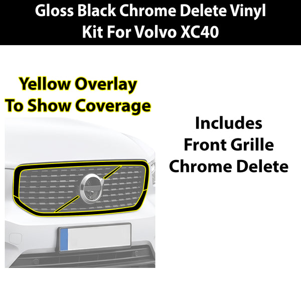 Volvo XC40 2019-2026 Blackout Chrome Delete Kit - Precut Gloss Black Vinyl Overlays