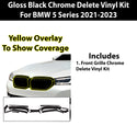 Fits BMW 5 Series Vinyl Chrome Delete Grille Blackout Decal Stickers Overlay Film