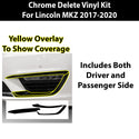 Vinyl Chrome Delete Grille Side Window Rear Blackout Decal Stickers Overlay Film Fits Lincoln MKZ