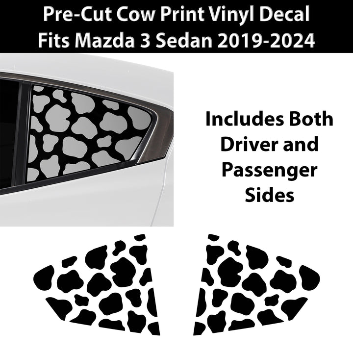 Animal Leopard Cheetah Cow Window Vinyl Decal Stickers Fits Mazda 3 Sedan 2019 - 2024 - Bogar Tech Designs