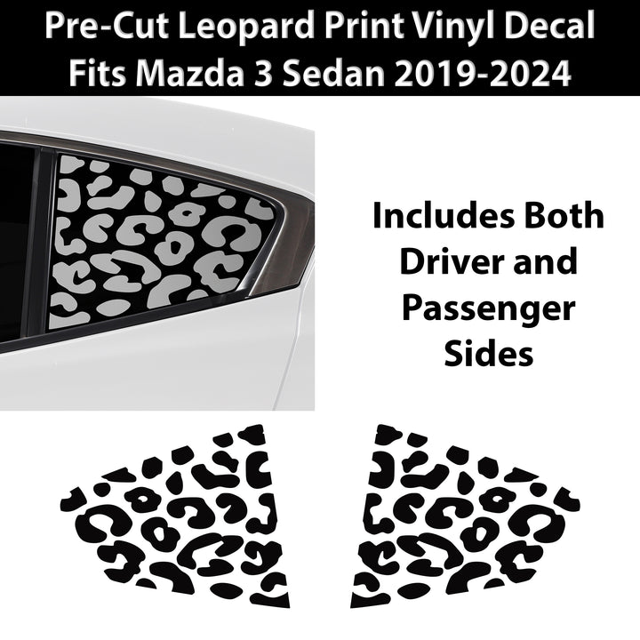 Animal Leopard Cheetah Cow Window Vinyl Decal Stickers Fits Mazda 3 Sedan 2019 - 2024 - Bogar Tech Designs