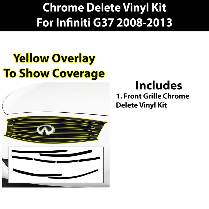 Vinyl Chrome Delete Front Grille Rear Bumper Blackout Decal Stickers Overlay Film Fits Infiniti G37 Coupe 2008 - 2013 - Bogar Tech Designs