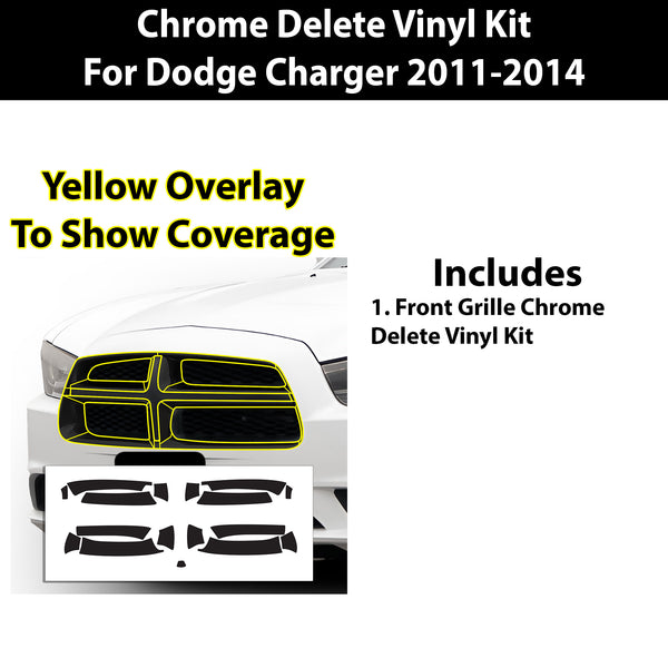 Vinyl Chrome Delete Grille Blackout Decal Stickers Overlay Film Fits Dodge Charger 2011-2014