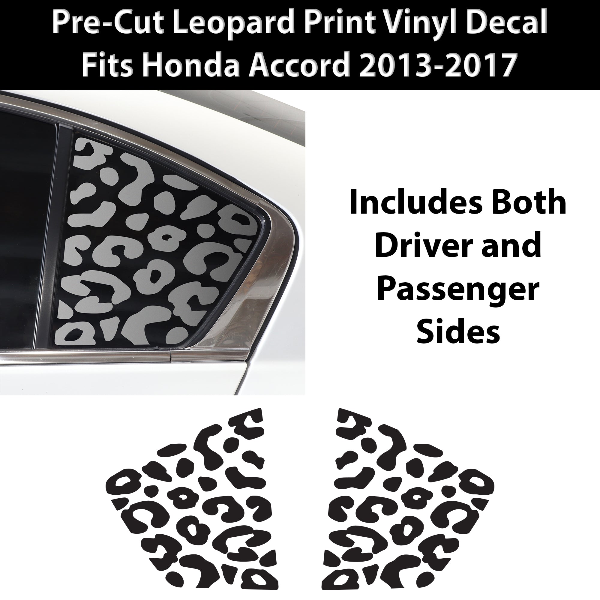 Animal Leopard Cheetah Cow Window Vinyl Decal Stickers Fits Honda Accord 2013 - 2017 - Bogar Tech Designs