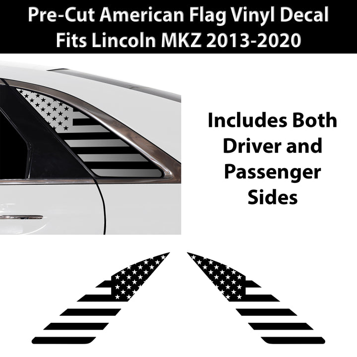 Quarter Window American Flag Vinyl Decal Stickers Fits Lincoln MKZ 2013 - 2020 - Bogar Tech Designs