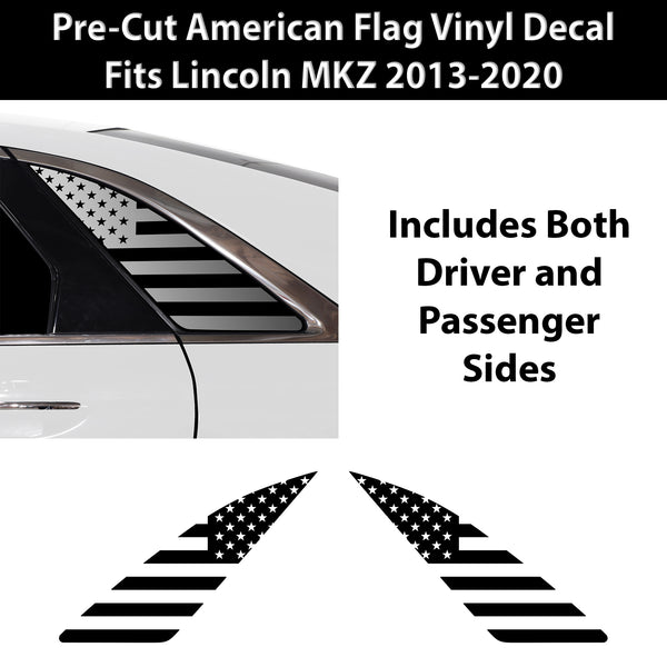 Quarter Window American Flag Vinyl Decal Stickers Fits Lincoln MKZ 2013-2020