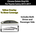 Vinyl Chrome Delete Grille Side Window Rear Blackout Decal Stickers Overlay Film Fits Toyota Camry 2015-2017