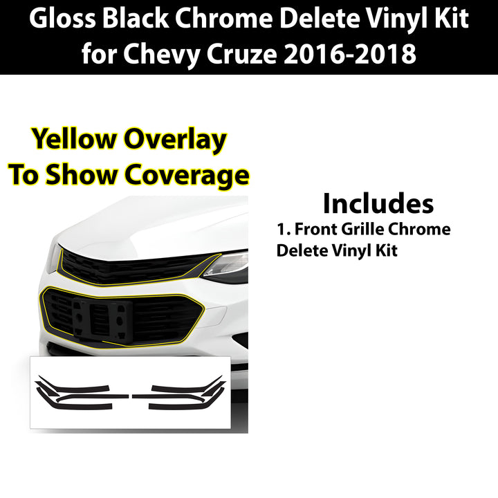 Vinyl Chrome Delete Grille Window Wheel Blackout Decal Stickers Overlay Film Fits Chevrolet Cruze - Bogar Tech Designs
