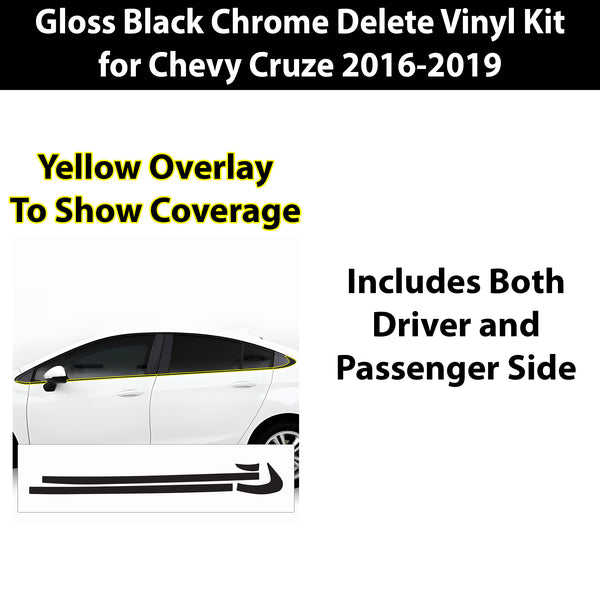 Vinyl Chrome Delete Grille Window Wheel Blackout Decal Stickers Overlay Film Fits Chevrolet Cruze