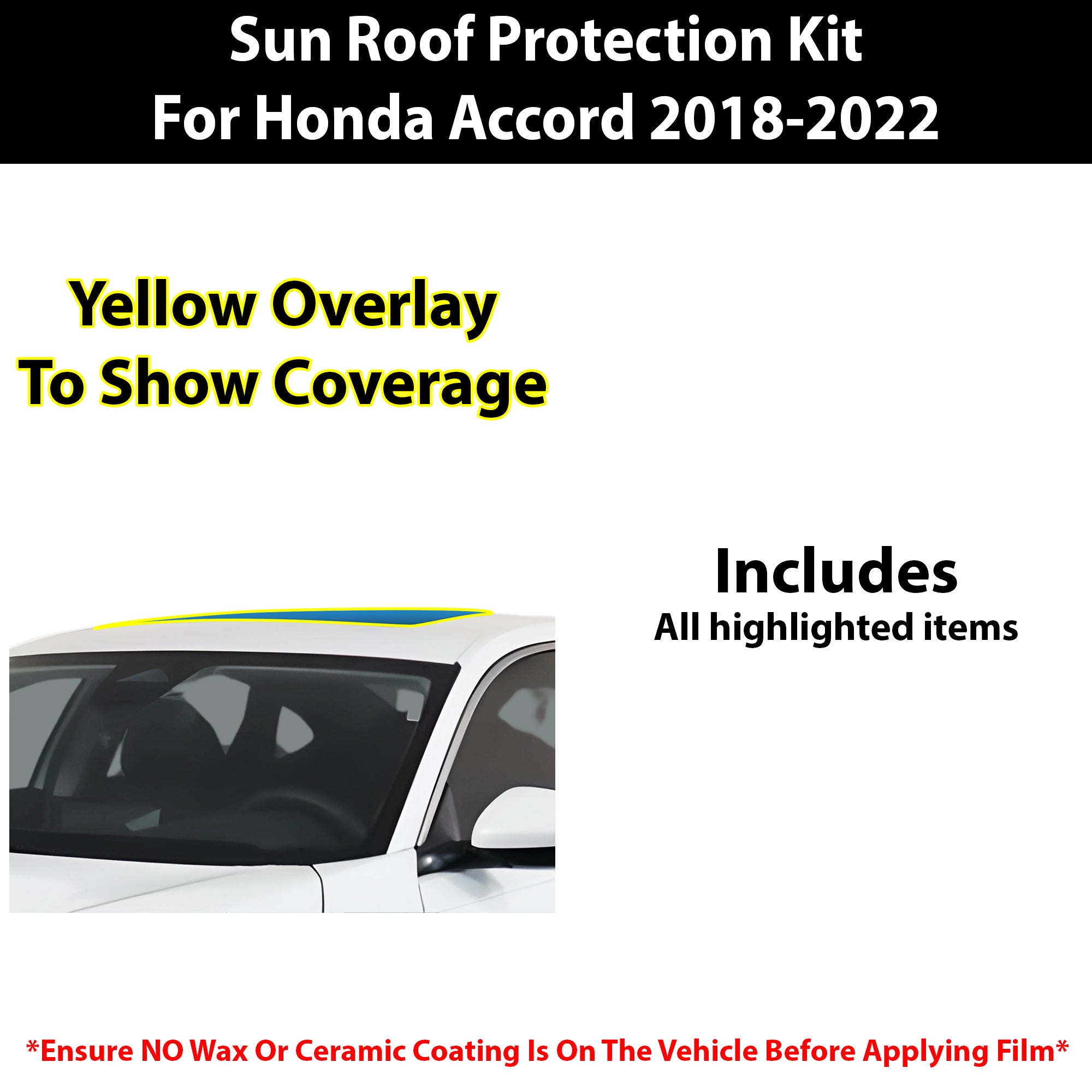 Fits Honda Accord 2018 - 2022 Precut Premium Sunroof Panoramic Roof Protection Film Clear Bra Decal Film Kit - Bogar Tech Designs