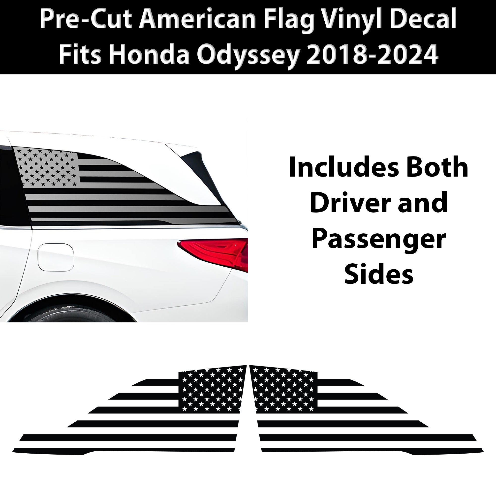 Quarter Window American Flag Vinyl Decal Stickers Fits Honda Odyssey 2018 - 2025 - Bogar Tech Designs