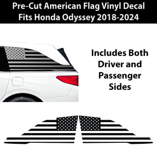 Quarter Window American Flag Vinyl Decal Stickers Fits Honda Odyssey 2018-2024