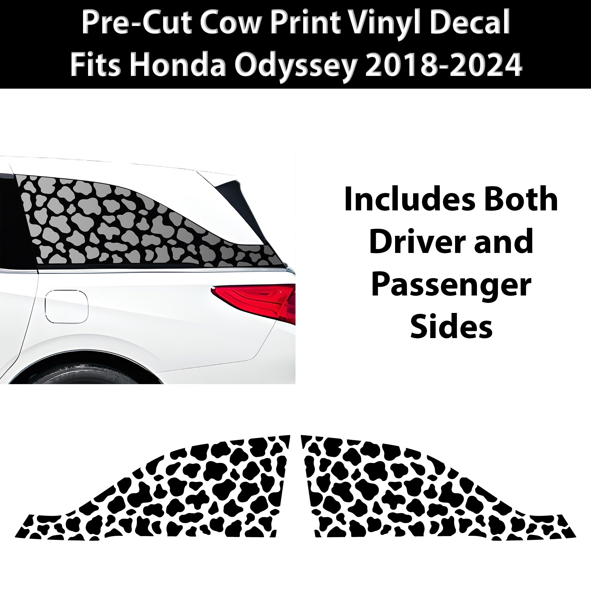 Animal Leopard Cheetah Cow Quarter Window Vinyl Decal Stickers Fits Honda Odyssey 2018 - 2024 - Bogar Tech Designs