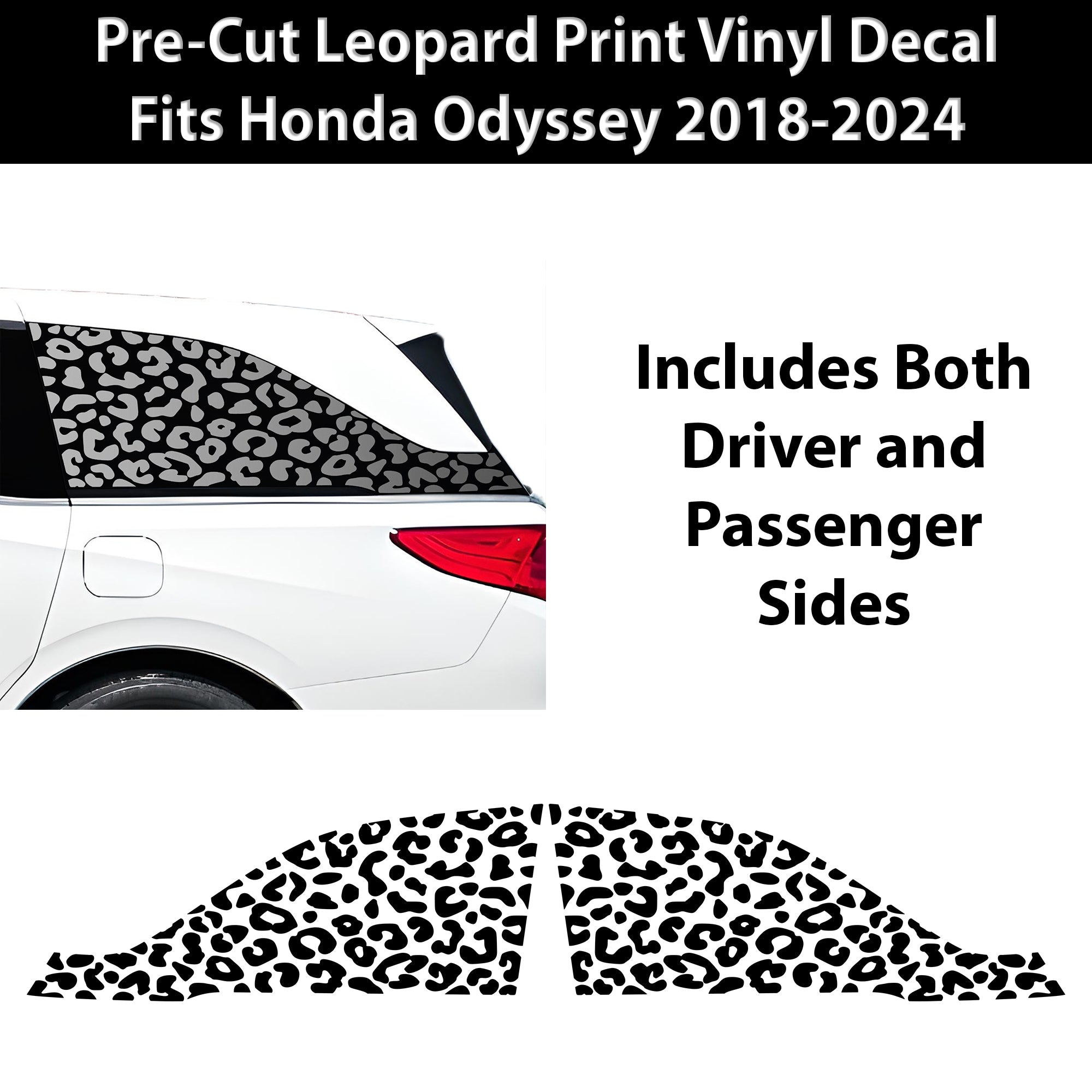 Animal Leopard Cheetah Cow Quarter Window Vinyl Decal Stickers Fits Honda Odyssey 2018 - 2024 - Bogar Tech Designs