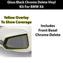Fits BMW X6 2019-2023 Vinyl Chrome Delete Grille Blackout Decal Stickers Overlay Film