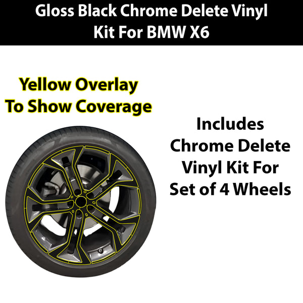 Fits BMW X6 2019-2023 Vinyl Chrome Delete Grille Blackout Decal Stickers Overlay Film