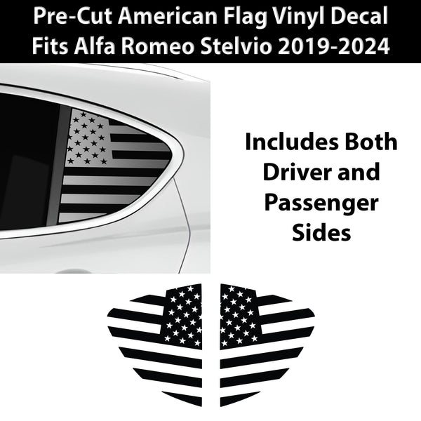 Quarter Window American Flag Vinyl Decal Stickers Fits Alfa Romeo Stelvio 2019-2024