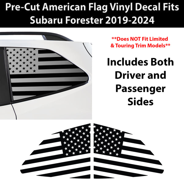 Quarter Window American Flag Vinyl Decal Stickers Fits Subaru Forester 2019-2024