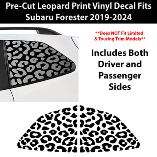 Animal Leopard Cheetah Cow Quarter Window Vinyl Decal Stickers Fits Subaru Forester 2019-2024