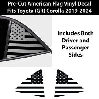 Quarter Window American Flag Vinyl Decal Stickers Fits Toyota Corolla Hatchback 2019 - 2025 - Bogar Tech Designs