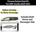 Vinyl Chrome Delete Grille Side Window Blackout Decal Stickers Overlay Film Fits GMC Acadia 2020-2023