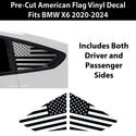 Quarter Window American Flag Vinyl Decal Stickers Fits BMW X6 2020-2024