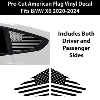 Quarter Window American Flag Vinyl Decal Stickers Fits BMW X6 2020-2024