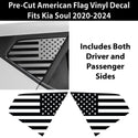 Quarter Window American Flag Vinyl Decal Stickers Fits Kia Soul 2020-2024