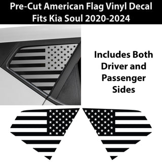 Quarter Window American Flag Vinyl Decal Stickers Fits Kia Soul 2020-2024