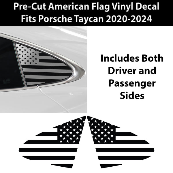 Quarter Window American Flag Vinyl Decal Stickers Fits Porsche Taycan 2020-2024