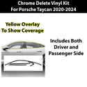 Vinyl Chrome Delete Side Window Rear Blackout Decal Stickers Overlay Film Fits Porsche Taycan 2020-2024