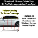 Fits Volkswagen Atlas Cross Sport Vinyl Chrome Delete Grille Side Window Rear Blackout Dechrome Decal Stickers Overlay Film 2020-2025