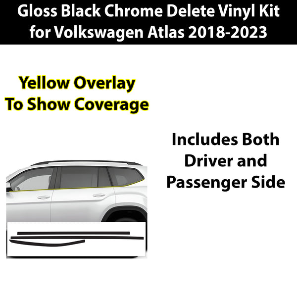 Vinyl Chrome Delete Grille Side Window Rear Blackout Decal Stickers Overlay Film Fits Volkswagen Atlas